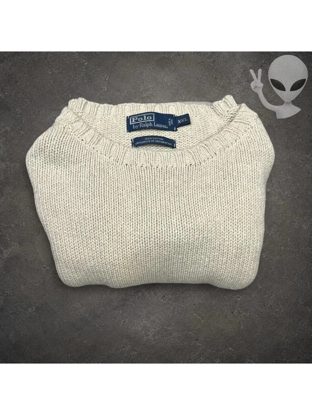 Polo Ralph Lauren Sweater Mens XXL Gray Crewneck Knit Suede Elbow Patches